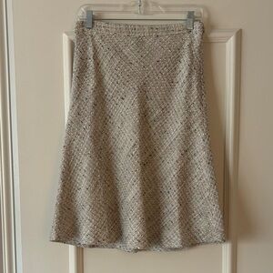 Ann Taylor Tweed Beige A-Line Skirt